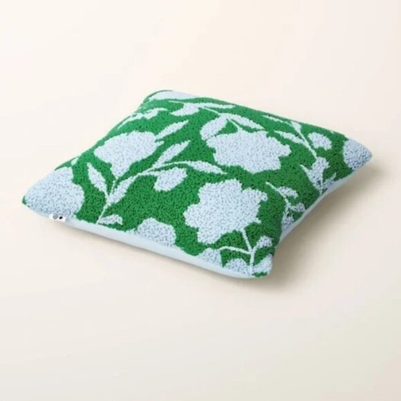 Kate Spade Classic Rose Beaded Green and Blue Pillow NWT - Picture 3 of 7